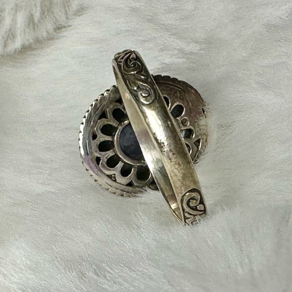 Bali Motif Artisan Crafted Tanzanite & Sterling Ring sz 8 - Picture 5 of 6